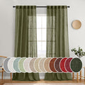 MIULEE Light Olive Green Linen Curtains 52x108 Inch 2 Panels by MIULEE