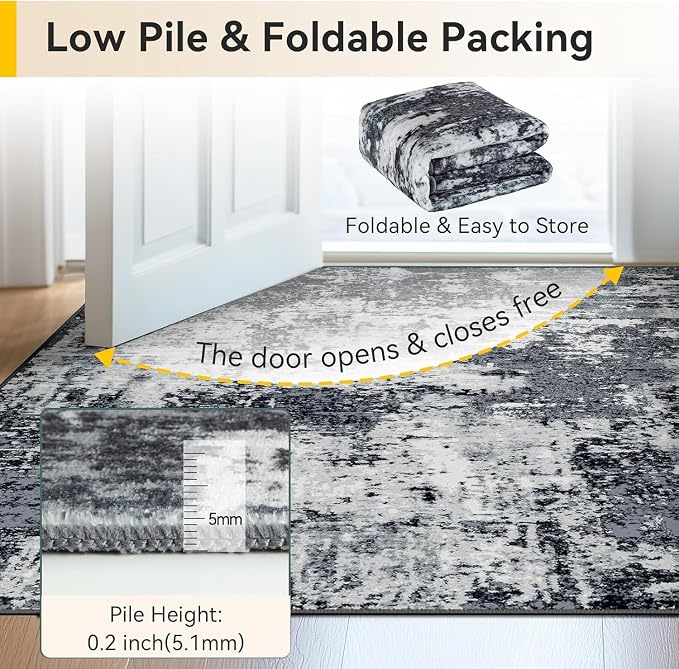 RELEANY Washable 4'x6' Abstract Area Rug - Image 6