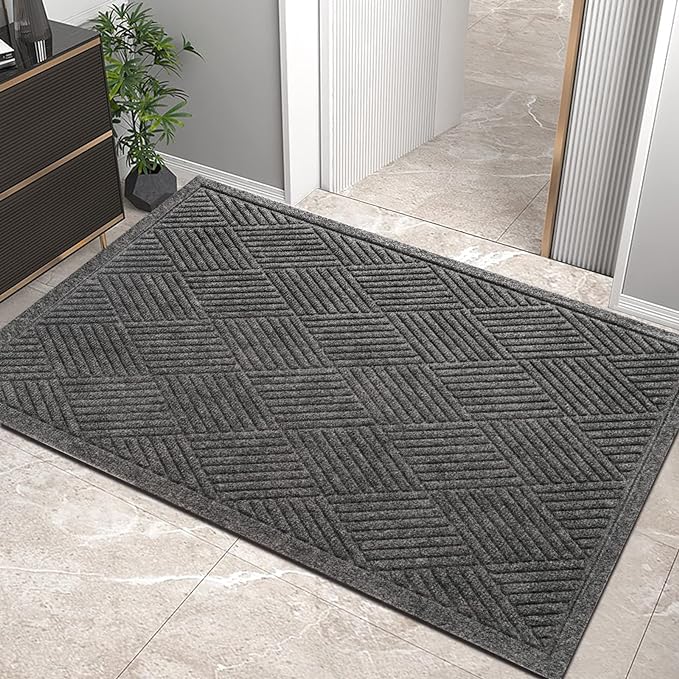Sturdy Front Door Mat, Absorbent Muddy Dirt Resist Welcome Door Mats Outdoor by HIYARD
