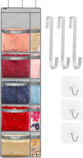 Over the Door Weekly Clothes Organizer - 5 Shelf Hanging Closet Storage with Day of the Week Labels - Weekly Clothes Organizer For Kids - Space-Saving Over Door or Wall Hanging Organizer (Grey)