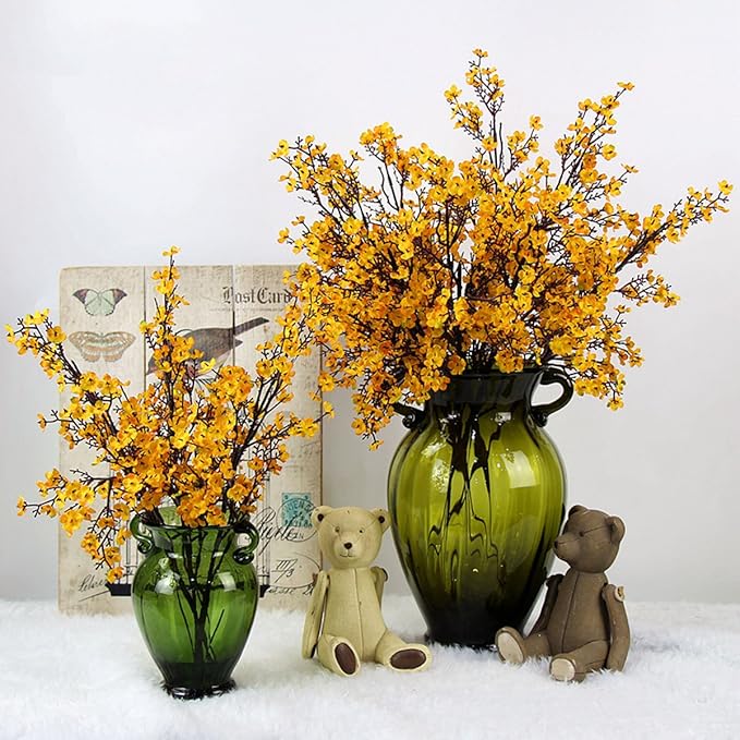 JAKY-Global Babys Breath Silk Artificial Flowers 6 Bundle Fall Stems Fake Plants Decor Wedding Party Decoration Bouquets Real Touch DIY Home Garden(Yellow Orange 6pcs)