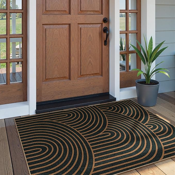 Lahome Enfys Modern Rainbow Easy Jute Patio Rug, 3x5 Washable Rugs - Image 3