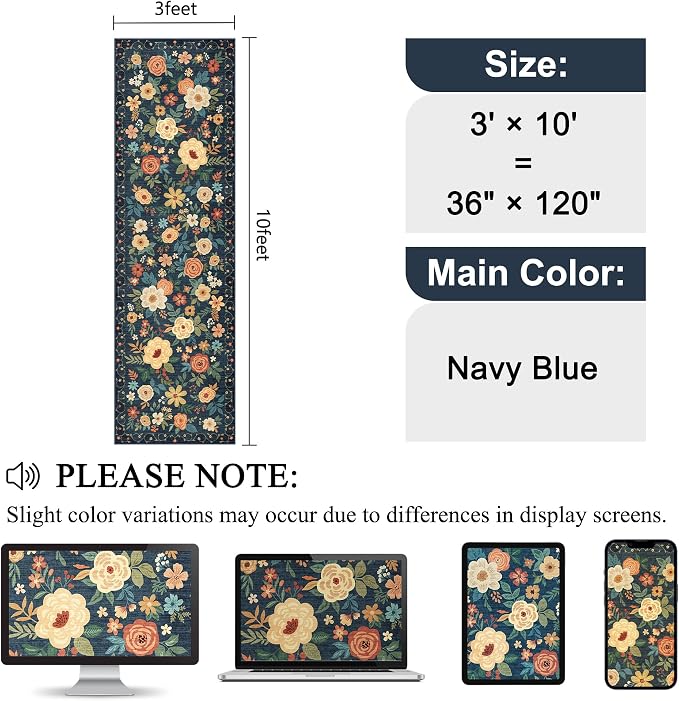 DUKINO 3x10 Runner Rug, Washable Kitchen Runner Rug Non Slip, Low Pile - Image 2