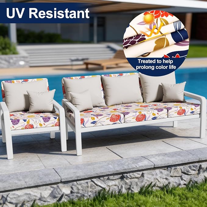 Smiry Waterproof Patio Cushion Covers, Stretch Outdoor Furniture Covers | Couch - Image 4