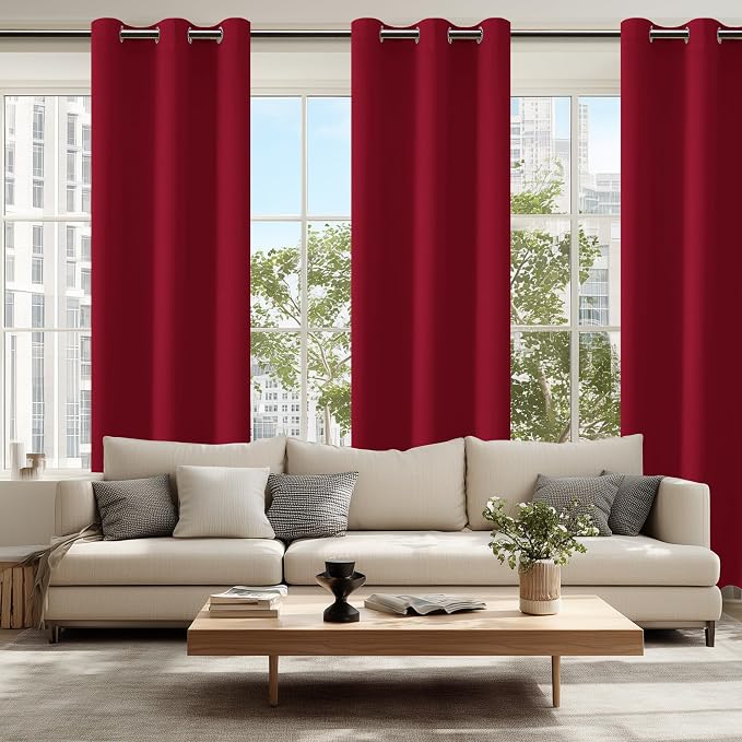 Blackout Curtains for Bedroom, 38 x 84 Inches Long, Christmas Red | Thermal - Image 6
