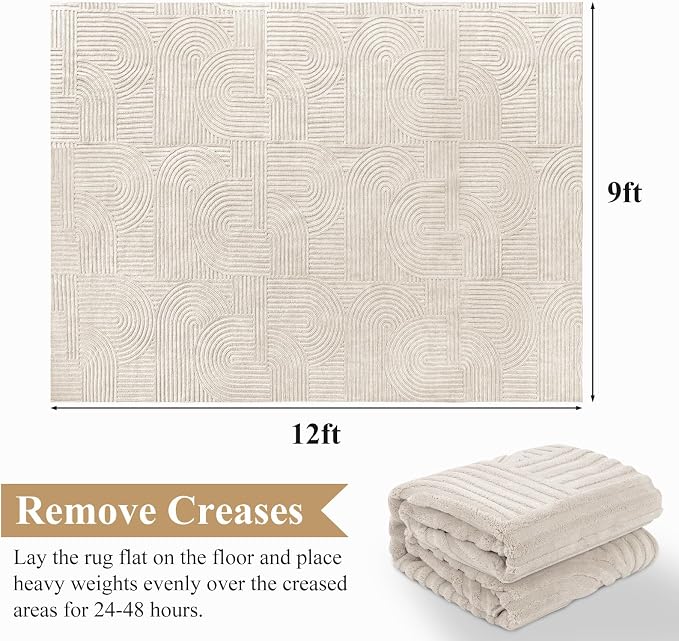 Pauwer 9x12 Area Rugs for Living Room, Modern Non Slip Washable Rug, Soft Fluffy - Image 2
