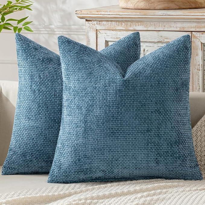 MIULEE Decorative Couch Throw Pillow Covers 18x18 Inch Coastal Blue 2 Pack | by MIULEE