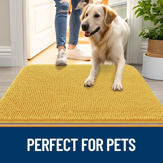 OLANLY Dog Door Mat for Muddy Paws 47x32, Super Absorbent Chenille Mud Mat | - Image 6