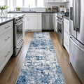 2.6x14 Washable Runner Rug:Modern Abstract Indoor Soft Carpet Blue | by FXRHLP