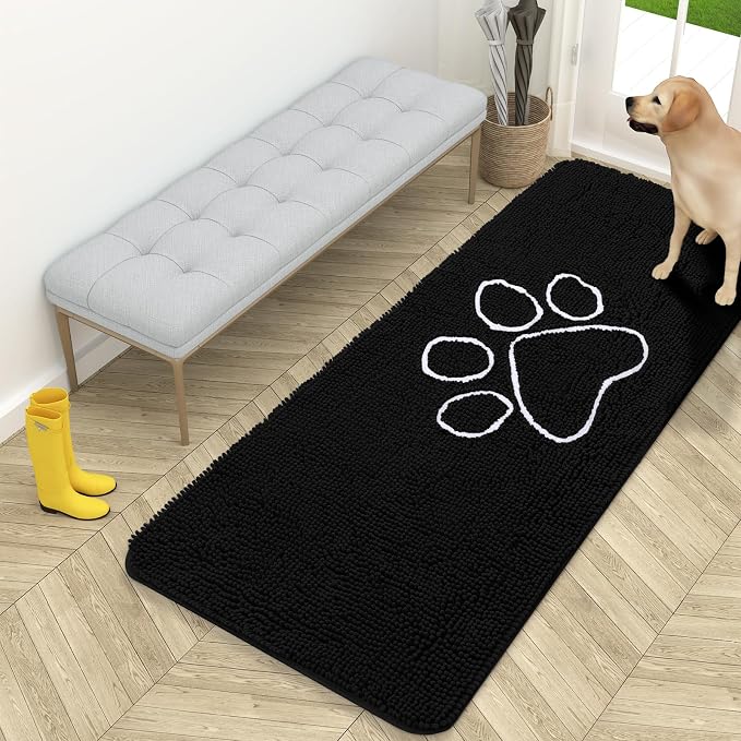 OLANLY Dog Door Mat for Muddy Paws 59x24, Paw Print Design Chenille Mud Mat | by OLANLY