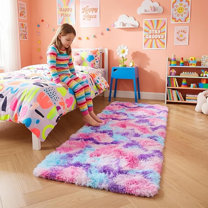 Soft Runner Rugs for Hallway 2x6 Ft, Fluffy Colorful Pastel Princess Carpet | - Image 7