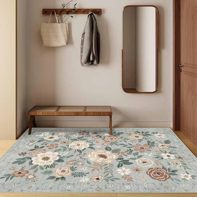 DUKINO 3x5 Area Rug, Floral Washable Rug - Image 4