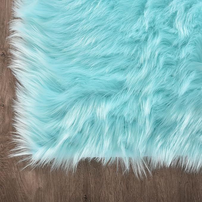 Latepis Blue Runner 2x5 Faux Sheepskin Rug Washable Fur Rug Living Room Carpet - Image 5