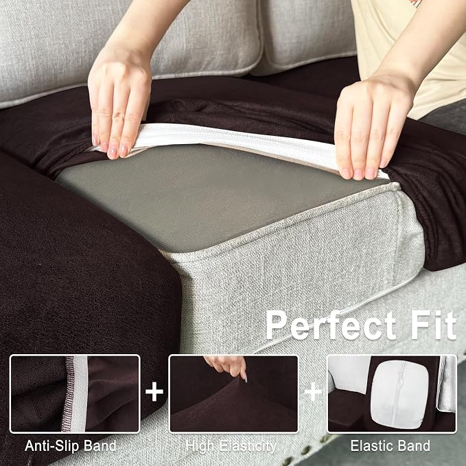 ANARACHON Leather Look Couch Cushion Covers Sofa Seat Slipcovers Sets Couches - Image 4