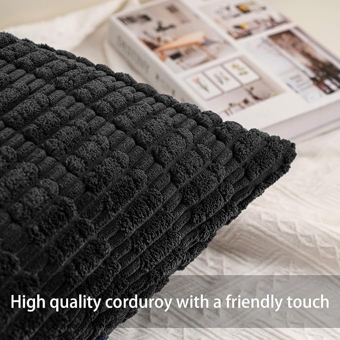Aegero Pack of 2 Corduroy Decorative Throw Pillow Covers 22x22 Inch - Image 2