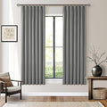 Grey 63 Inch Blackout Pleated Linen Curtains by Twodrapes