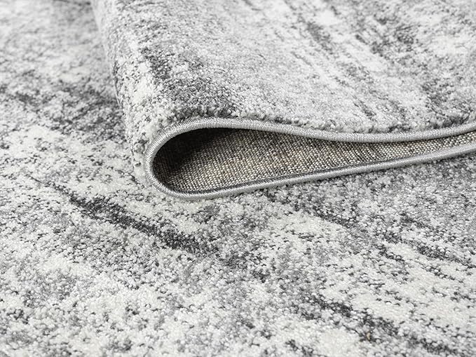 Keen Home Design Area Rugs - 8ft Round Non-Shedding, Abstract Rugs for Kitchen, Living Room, Bedroom, Dining Room, Entryway - Size: 7'10" Square, Abstract Cream/Grey
