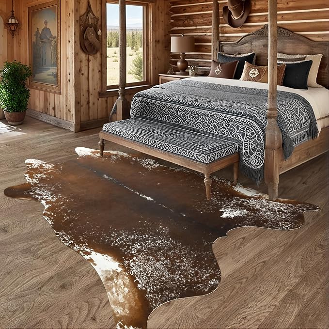 Faux Cowhide Rug, Animal Cow Hide Rug, 7 x 6.2 Ft Spotted Brown | Premium - Image 6