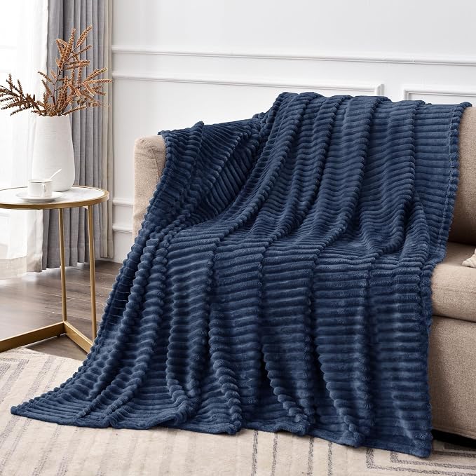 BEDELITE 3D Ribbed Jacquard Pink Fleece Throw Blanket by BEDELITE