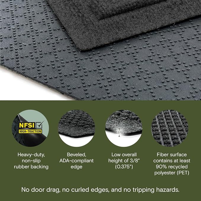 WaterHog Squares Front Door Mat Indoor Outdoor Entrance, All-Weather Mats | - Image 3