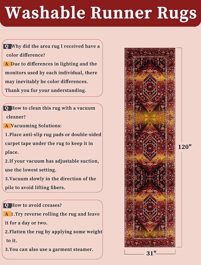 SERISSA 2'6"x10' Washable Non Slip Boho Runner Rug - Image 6