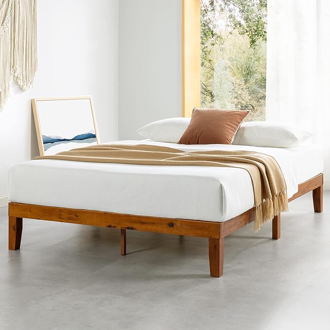 Mellow Naturalista Classic 12-Inch Solid Wood Platform Bed | Wooden Slats, No Box Spring Needed, Easy Assembly | Full, Cherry