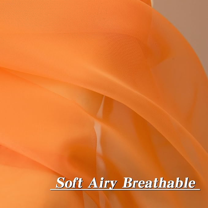 HUTO Orange Sheer Curtains 45 inches Long for Bedroom Top Rod Pocket Sheer Window Panels Curtains for Nursery Living Room 52 by 45 Inch Length Set of 2