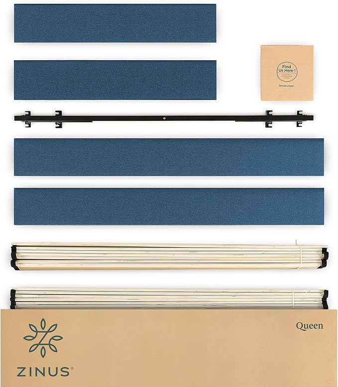 ZINUS Curtis Upholstered Platform Bed Frame, Mattress Foundation, Wood Slat Support, No Box Spring Needed, Easy Assembly, Full, Navy