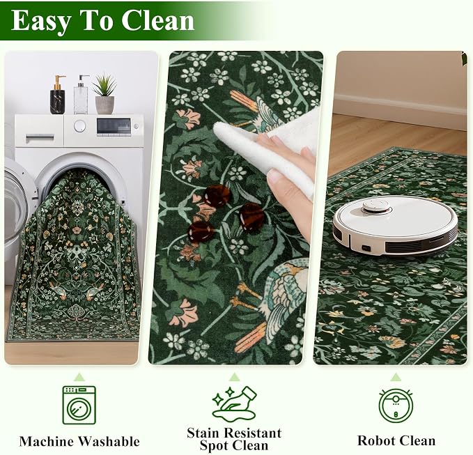 HEBE Hallway Runner Rug 2'x6', Washable Non Slip Kitchen Rug Runner | Soft Boho - Image 4
