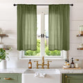 BGment Olive Green Linen Curtains 40 Inches Long by BGment