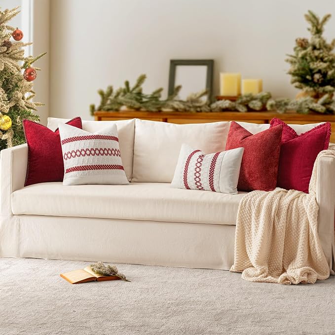 MIULEE Decorative Couch Throw Pillow Covers 20x20 Inch Red 2 Pack | Summer - Image 6