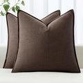 MIULEE Decorative Linen Euro Sham Pillow Covers 24x24 Reddish Brown | Boho by MIULEE