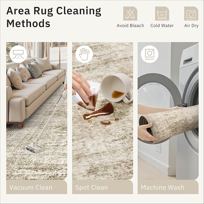 Soalmost Washable 3x10 Hallway Runner Rug Non-Slip Kitchen Entry Rugs Brown | - Image 9