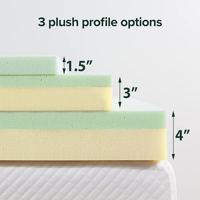 ZINUS 4 Inch Green Tea Memory Foam Mattress Topper, Pressure-Relieving Layers, CertiPUR-US Certified, Twin