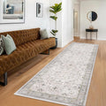 Neutral Light Gray & Sage Kitchen Rug 10 ft Long by HazoHaus