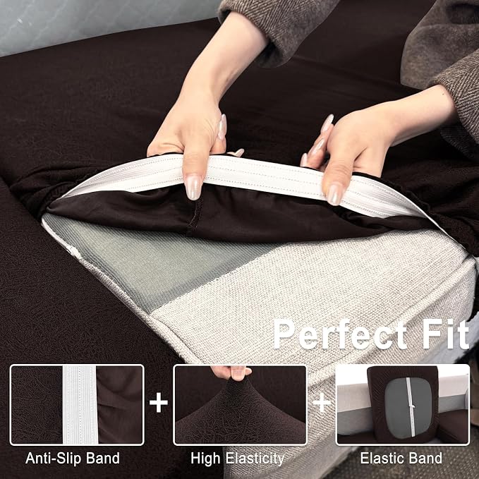 ANARACHON Leather Look Couch Cushion Covers Sofa Seat Slipcovers Sets Couches - Image 4
