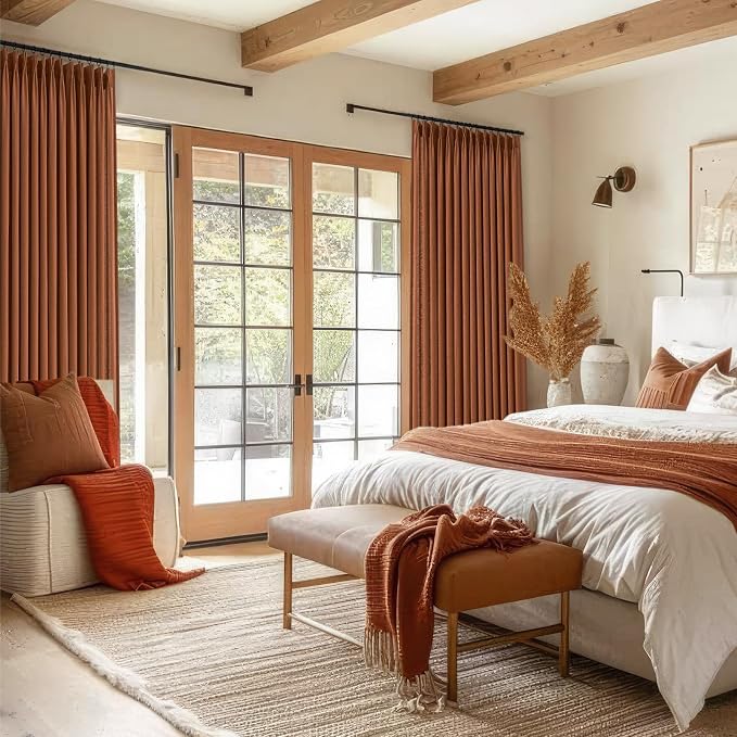 Topfinel Pinch Pleated Curtains 90 Inches Long 2 Panels Set, Rust Colored Semi - Image 5