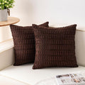Pack of 2 Corduroy Decorative Throw Pillow Covers 26x26 Inch, Dark Brown | Fall by Unknown
