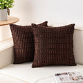 Pack of 2 Corduroy Decorative Throw Pillow Covers 24x24 Inch, Dark Brown | Fall by Unknown