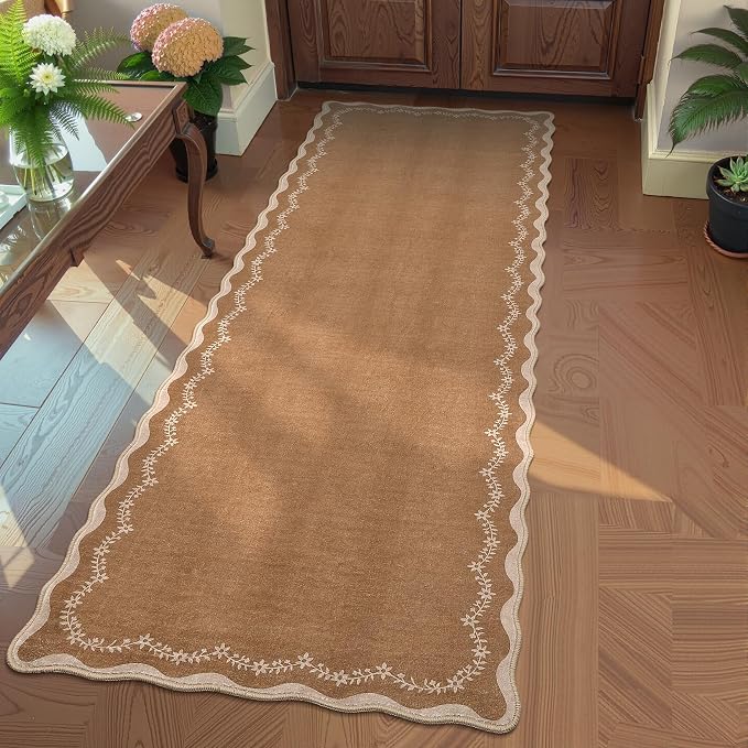 GarveeHome 2x6 Scalloped Washable Runner Rug Non Slip Hallway Kitchen Rug | by GarveeHome