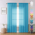 Turquoise Sheer Curtains 84 Inches Long 2 Panels, Light Filtering Voile Curtain by Lecloud