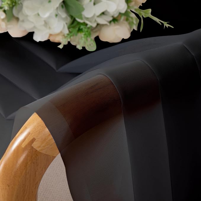 Black Sheer Curtains 45 Inch Long 2 Panels, Short Voile Drapes - Image 8