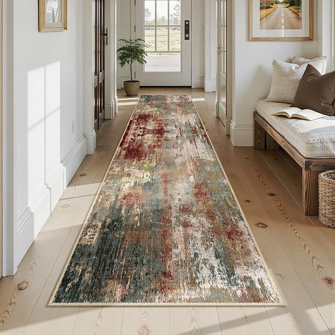RELEANY Washable Runner 2'6"x12' Abstract Area Rug - Image 7