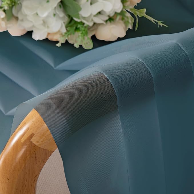 2 Pieces Dusty Blue Sheer Curtains 84 inches Long-Lightweight Soft Window - Image 6