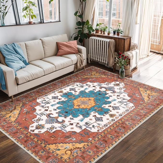 SERISSA 5x7 Washable Non Slip Boho Area Rug - Image 8
