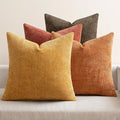 MIULEE Decorative Chenille Fall Pillow Covers Orange Brown 18x18 Pack of 4 | by MIULEE