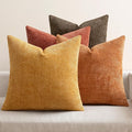 MIULEE Decorative Chenille Fall Pillow Covers Orange Brown 20x20 Pack of 4 | by MIULEE