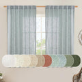 Greyish Blue Linen Curtains 45 Inches Long by LAMIT