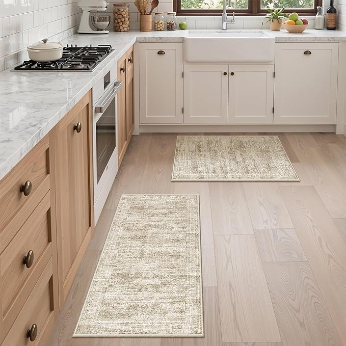 Kitchen Rugs Sets of 2, 2x3 2x4 Rug Runner, Dining Room, Soft Runner Rug by Restydon