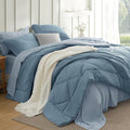 Bedsure King Comforter Set - 7 Pieces Reversible Grayish Blue Bedding, King Size Bed Set for All Seasons, Bed in a Bag with Down Alternative Comforter, Sheets, Pillowcases & Shams